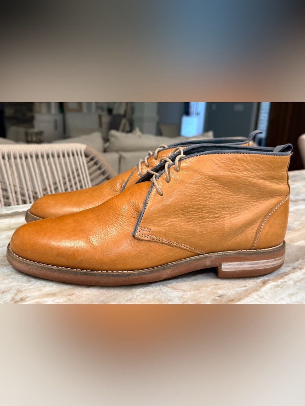 Mens JOHNSTON & MURPHY Brown leather lace up chukka boots- Size 10.5